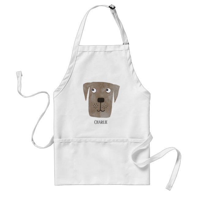 Funny Chocolate Labrador Retriever Dog Custom Name Standard Apron (Front)