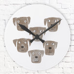Funny Chocolate Labrador Round Clock<br><div class="desc">Lots of adorable chocolate labrador retriever dogs to make you smile.</div>