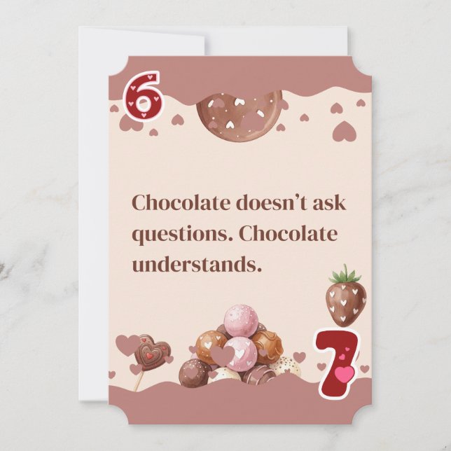 Funny Chocolate Lovers Quote Valentine's Day Greet Holiday Card (Front)