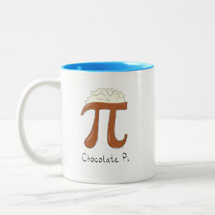 Funny Chocolate Pi Symbol Math Teacher Two-Tone Coffee Mug