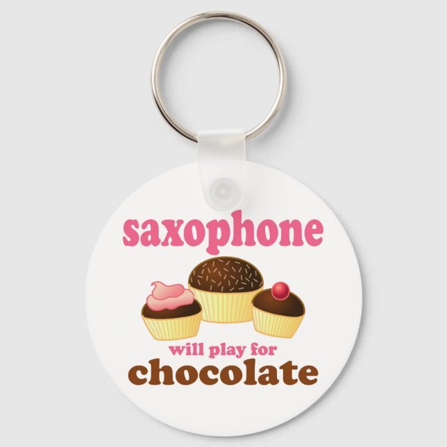 Funny Chocolate Saxophone Key Ring (Front)