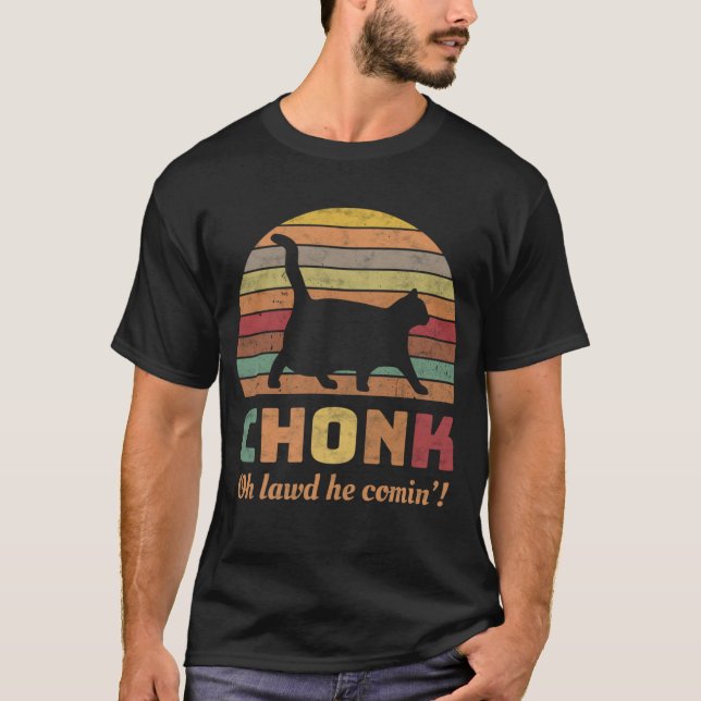 Funny Chonk Scale Cat Meme  T-Shirt (Front)