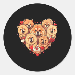 Funny Chow Chow Heart Valentine Chow Chow Womens M Classic Round Sticker