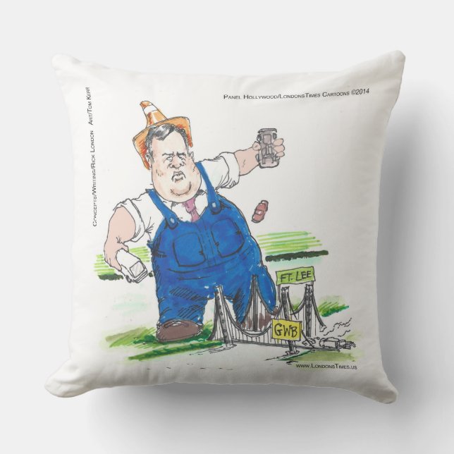 Funny Chris Christie On Cotton Throw Pillow (Front)