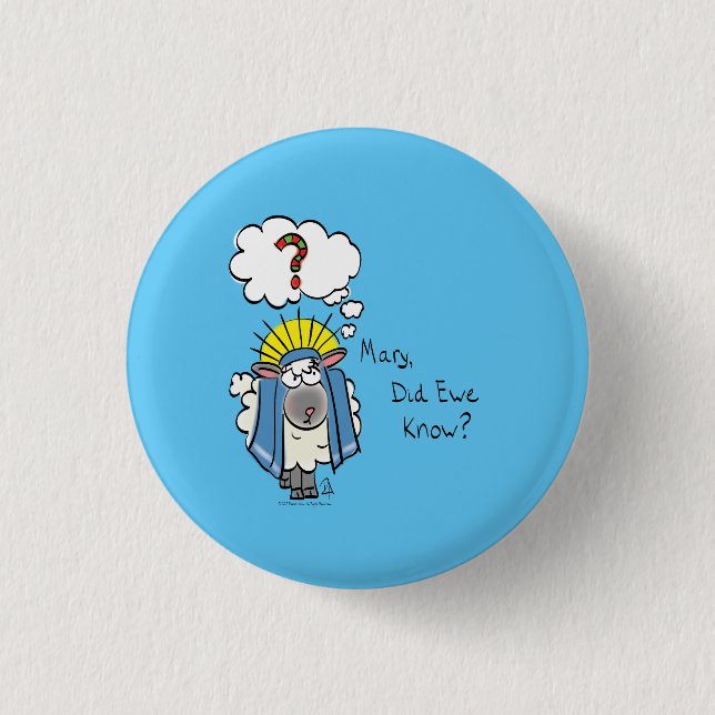 Funny Christian Christmas Cute Sheep Cartoon 3 Cm Round Badge (Front)