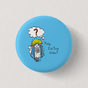 Funny Christian Christmas Cute Sheep Cartoon 3 Cm Round Badge