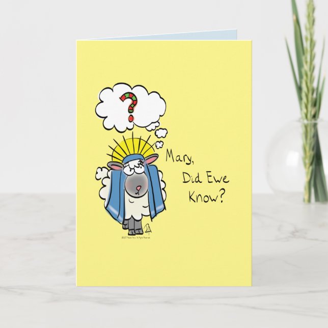 Funny Christian Christmas Cute Sheep Cartoon Card (Front)
