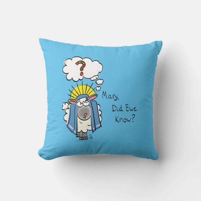 Funny Christian Christmas Cute Sheep Cartoon Cushion (Front)