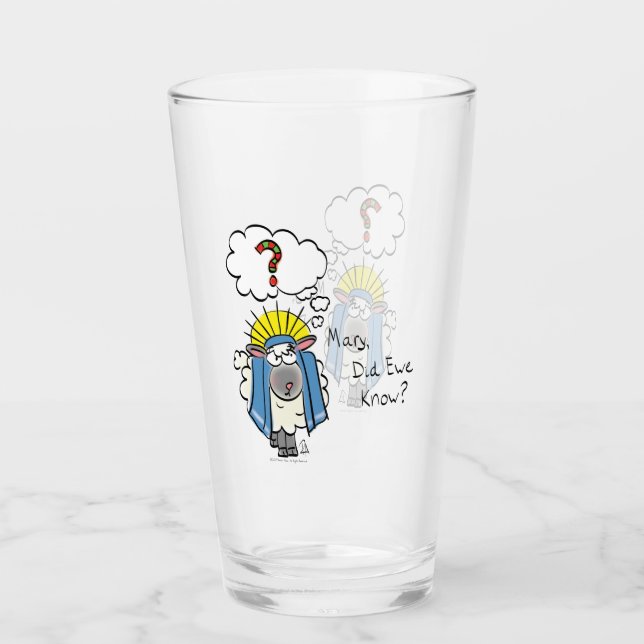 Funny Christian Christmas Cute Sheep Cartoon Glass (Front)