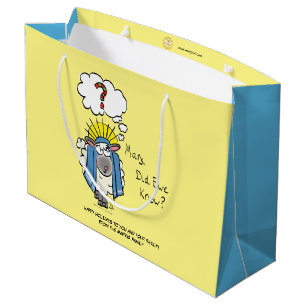 Funny Christian Christmas Cute Sheep Cartoon Large Gift Bag