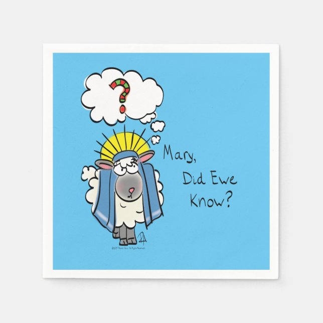 Funny Christian Christmas Cute Sheep Cartoon Napkin (Front)