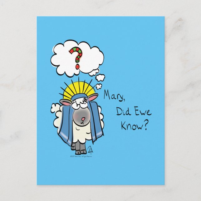 Funny Christian Christmas Cute Sheep Cartoon Postcard (Front)