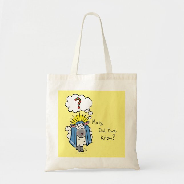 Funny Christian Christmas Cute Sheep Cartoon Tote Bag (Front)