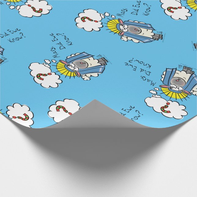 Funny Christian Christmas Cute Sheep Cartoon Wrapping Paper (Corner)