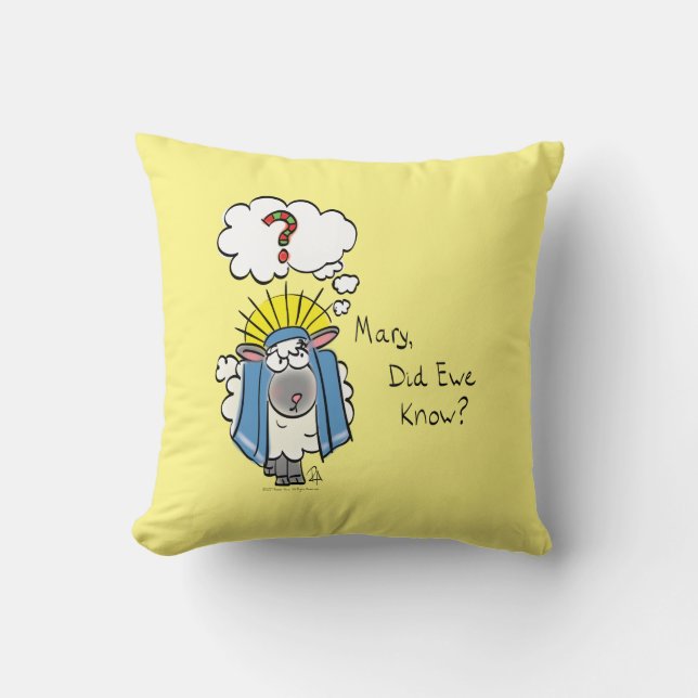 Funny Christian Christmas Cute Sheep Cushion (Front)