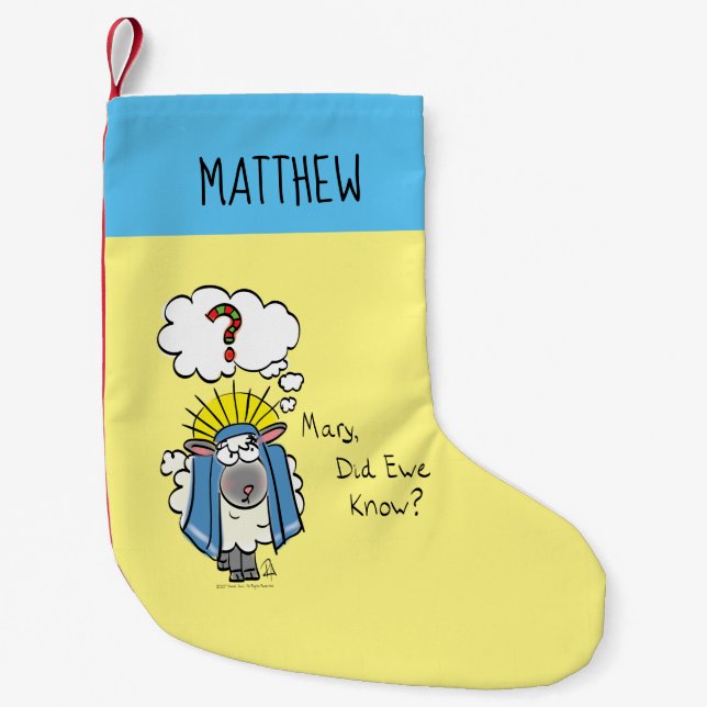 Funny Christian Christmas Cute Sheep Small Christmas Stocking (Front)