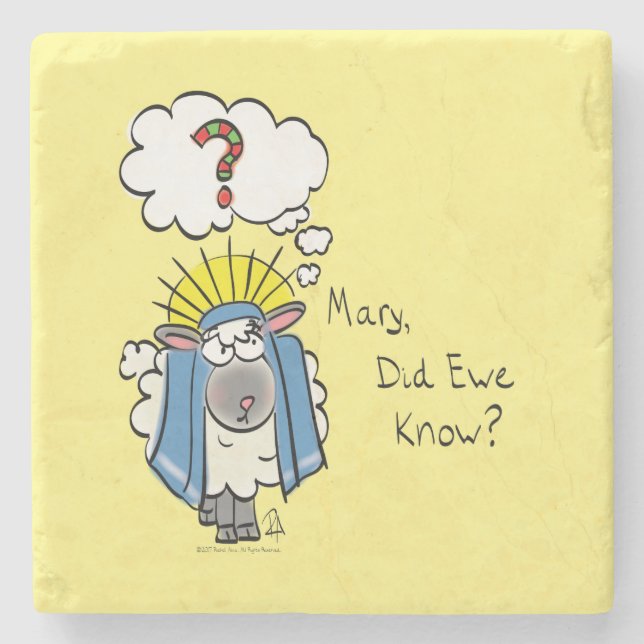 Funny Christian Christmas Cute Sheep Stone Coaster (Front)