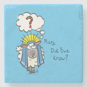 Funny Christian Christmas Cute Sheep Stone Coaster