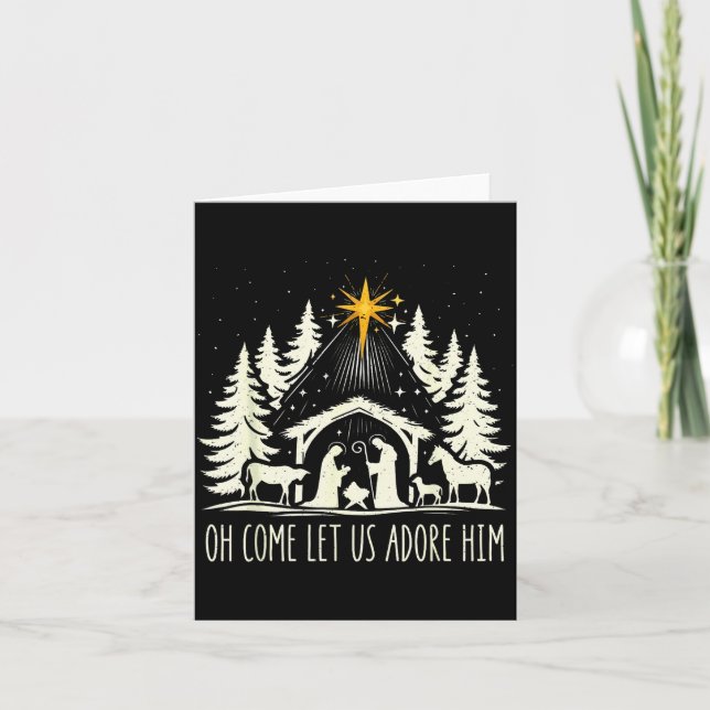 Funny Christian Christmas Jesus Oh Come Let Us Ado Card (Front)