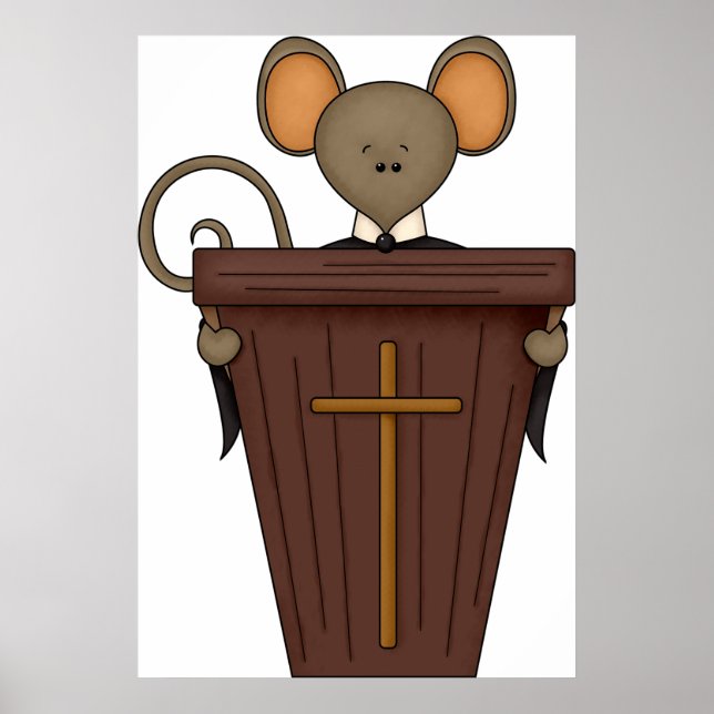 Funny Christian Church Mouse Character Poster (Front)