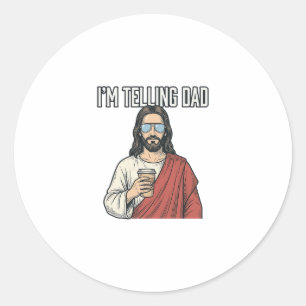 Funny Christian Dad Quote Vintage Classic Round Sticker