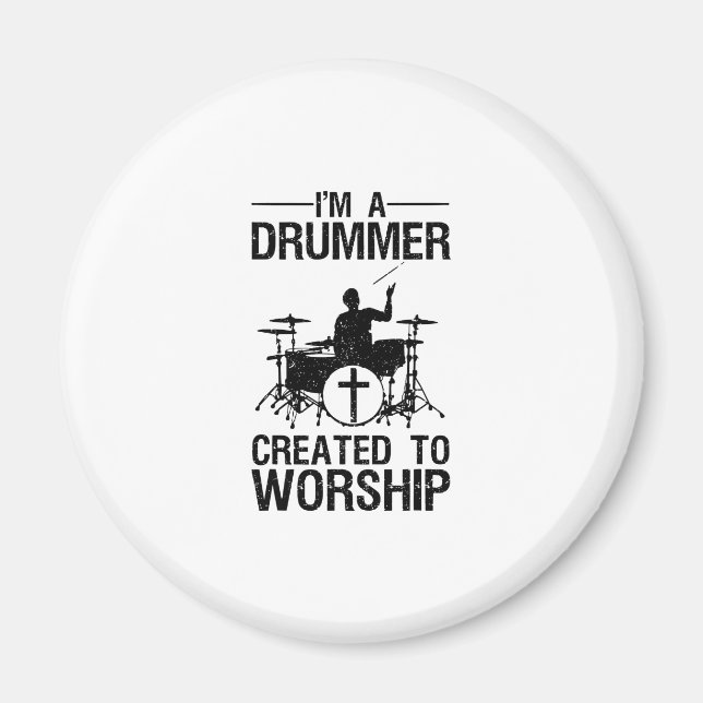 Funny Christian Drummer Art For Men Women Drum Pla Magnet (Front)