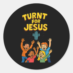 Funny Christian Faith Party Praise Turnt For Jesus Classic Round Sticker