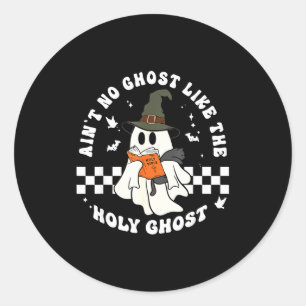 Funny Christian Ghost With Bible Retro Catholic Cu Classic Round Sticker