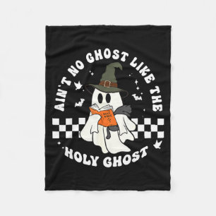 Funny Christian Ghost With Bible Retro Catholic Cu Fleece Blanket