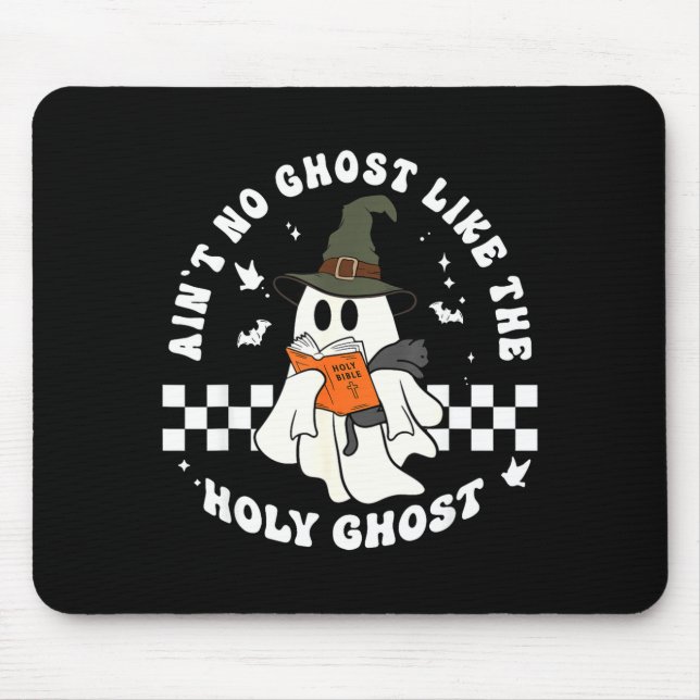 Funny Christian Ghost With Bible Retro Catholic Cu Mouse Mat (Front)