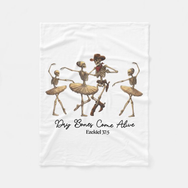 Funny Christian Halloween Ballet Cowboy Skeleton P Fleece Blanket (Front)
