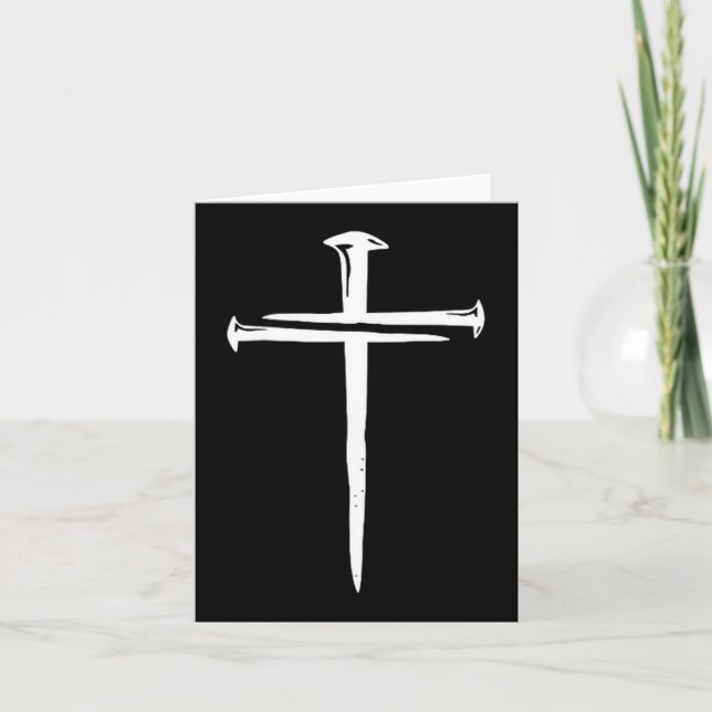 Funny Christian Jesus Crist Three Nails Cross  Card (Front)