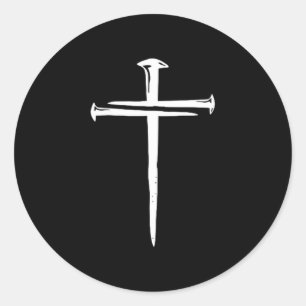 Funny Christian Jesus Crist Three Nails Cross  Classic Round Sticker