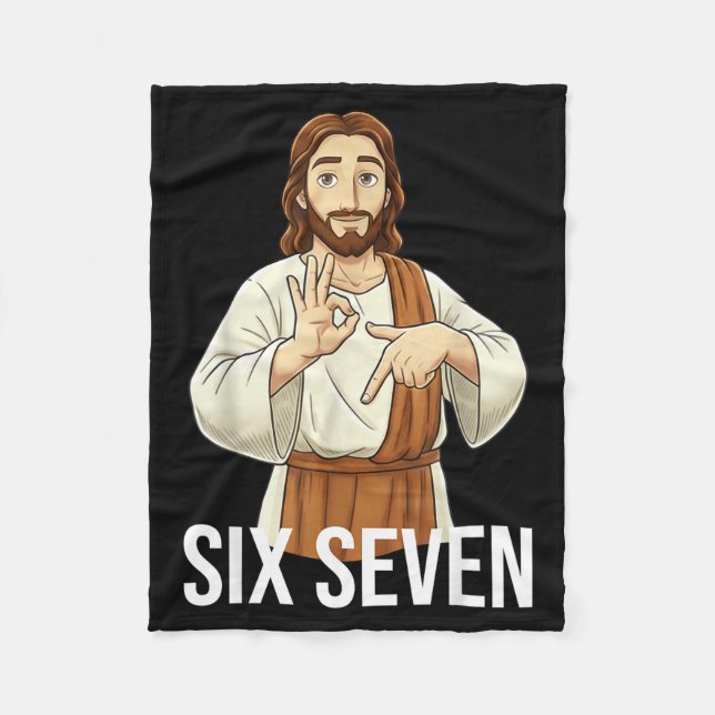 Funny Christian Jesus Six Seven 67 Faith Humor Chr Fleece Blanket (Front)