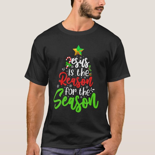 Funny Christian Jesus The Reason Christmas Stockin T-Shirt (Front)