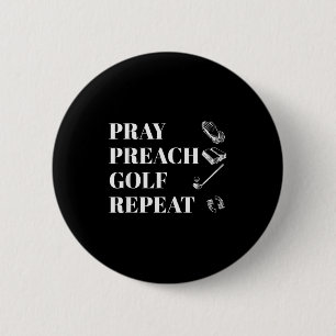 Funny Christian Pray Preach Golf Repeat Pastor Min 6 Cm Round Badge