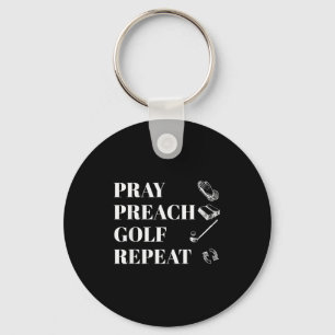 Funny Christian Pray Preach Golf Repeat Pastor Min Key Ring