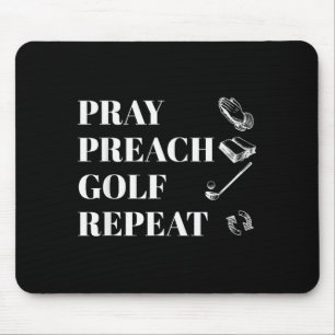 Funny Christian Pray Preach Golf Repeat Pastor Min Mouse Mat
