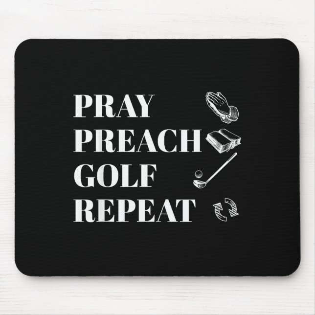 Funny Christian Pray Preach Golf Repeat Pastor Min Mouse Mat (Front)