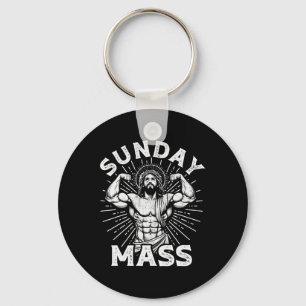 Funny Christian Sunday M Bodybuilder Gym Jesus Mot Key Ring