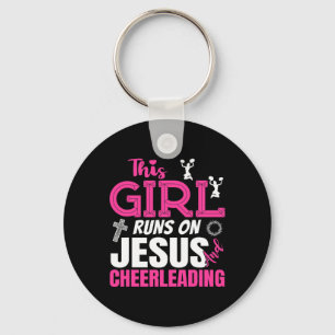 Funny Christian This Girl Runs On Jesus And Cheerl Key Ring