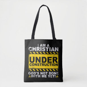 Funny Christian Under Construction Gift Catholic M Tote Bag