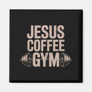 Funny Christian Workout Jesus Coffee Gym Barbell C Magnet