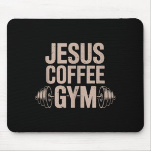 Funny Christian Workout Jesus Coffee Gym Barbell C Mouse Mat