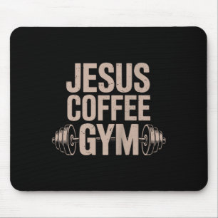Funny Christian Workout Jesus Coffee Gym Barbell C Mouse Mat