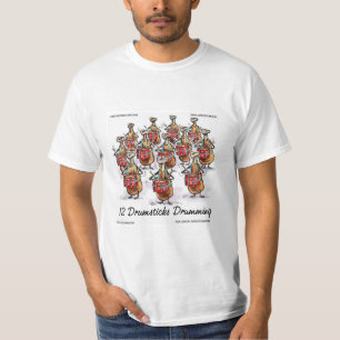 Funny Christmas "12 Drumsticks Drumming" Cartoon T-Shirt