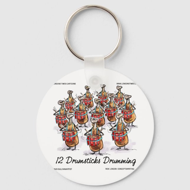 Funny Christmas 12 Drumsticks Drumming Gifts & Tee Key Ring (Front)