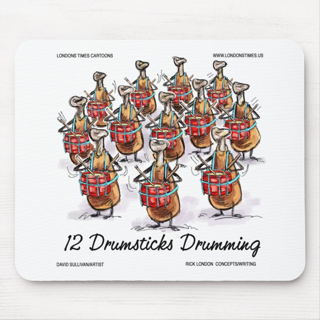 Funny Christmas 12 Drumsticks Drumming Gifts & Tee Mouse Mat (Front)