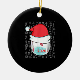 Funny Christmas 2020 Baseball Santa Hat Ceramic Tree Decoration