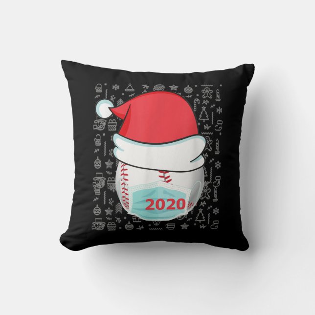 Funny Christmas 2020 Baseball Santa Hat Cushion (Front)